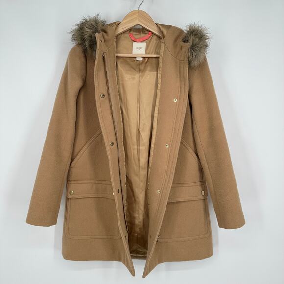 J. Crew New Chateau Parka Wool Blend Coat Hooded Faux Fur Jacket - Picture 13 of 16